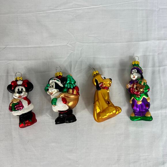 Disney Parks Mickey and Friends Glass Blown Ornaments Mickey Minnie Goofy Pluto - Picture 1 of 8